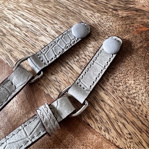 LEATHER INSIDE & OUT Gray Emboss Croc 27 Long KL Shoulder Bag Convertible S7 - Picture 14 of 15